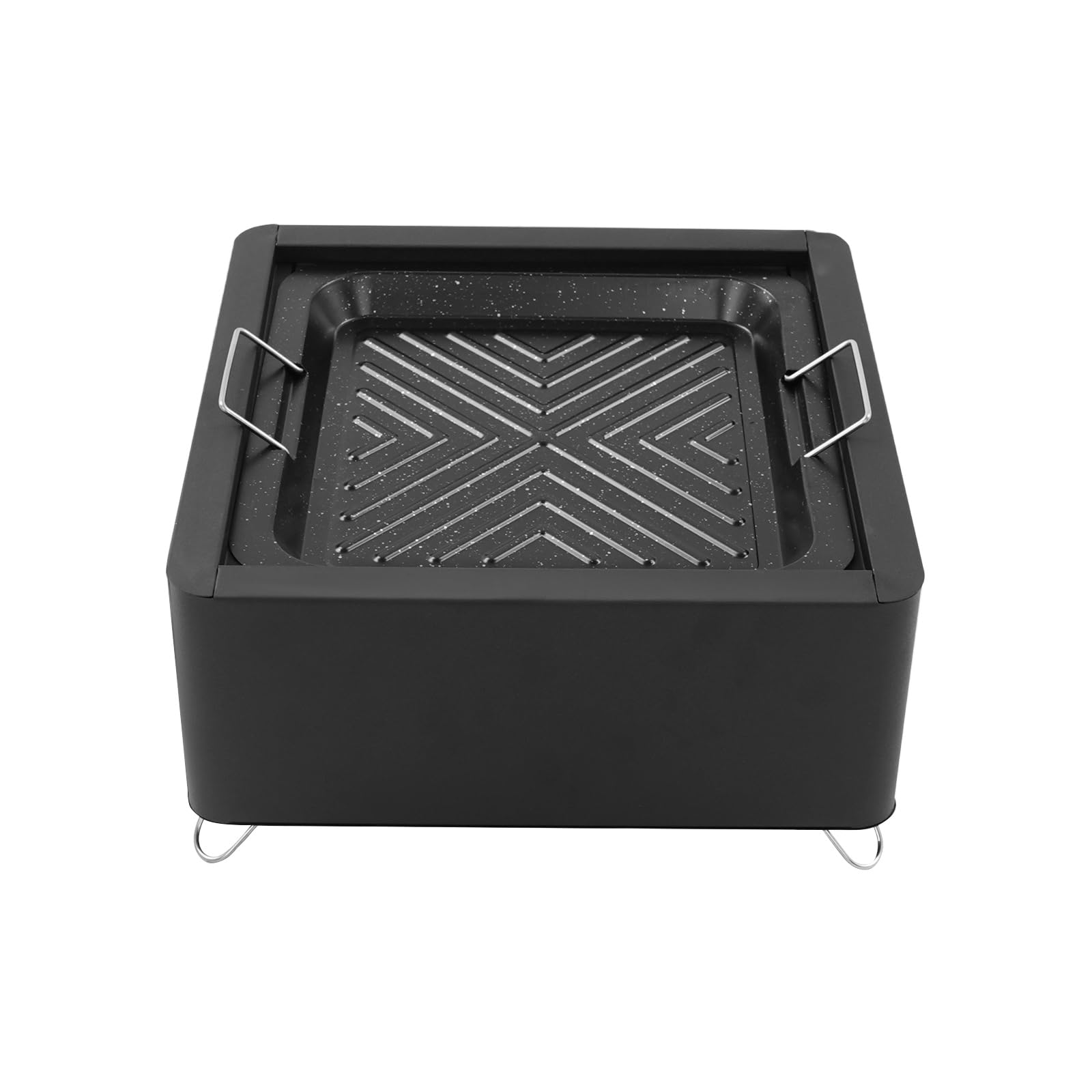 Barbacoa portátil de carbón vegetal, hornillo de camping con parrilla, mini barbacoa de mesa para picnic y preparación de té (negro)