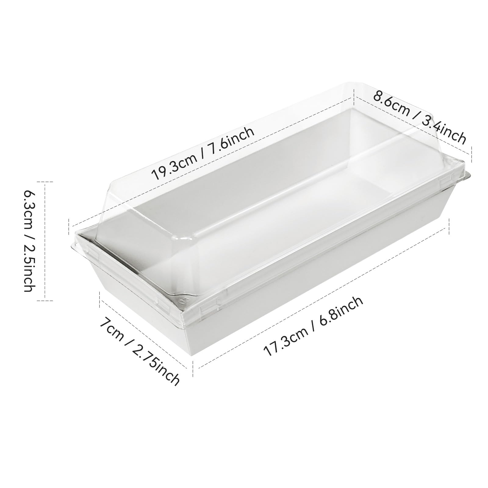 100 Stück To-Go Dessertboxen – Rechteckige Charcuterie-Boxen Mit Transparentem Deckel, 17x7x3.5 Cm, Fettabweisend