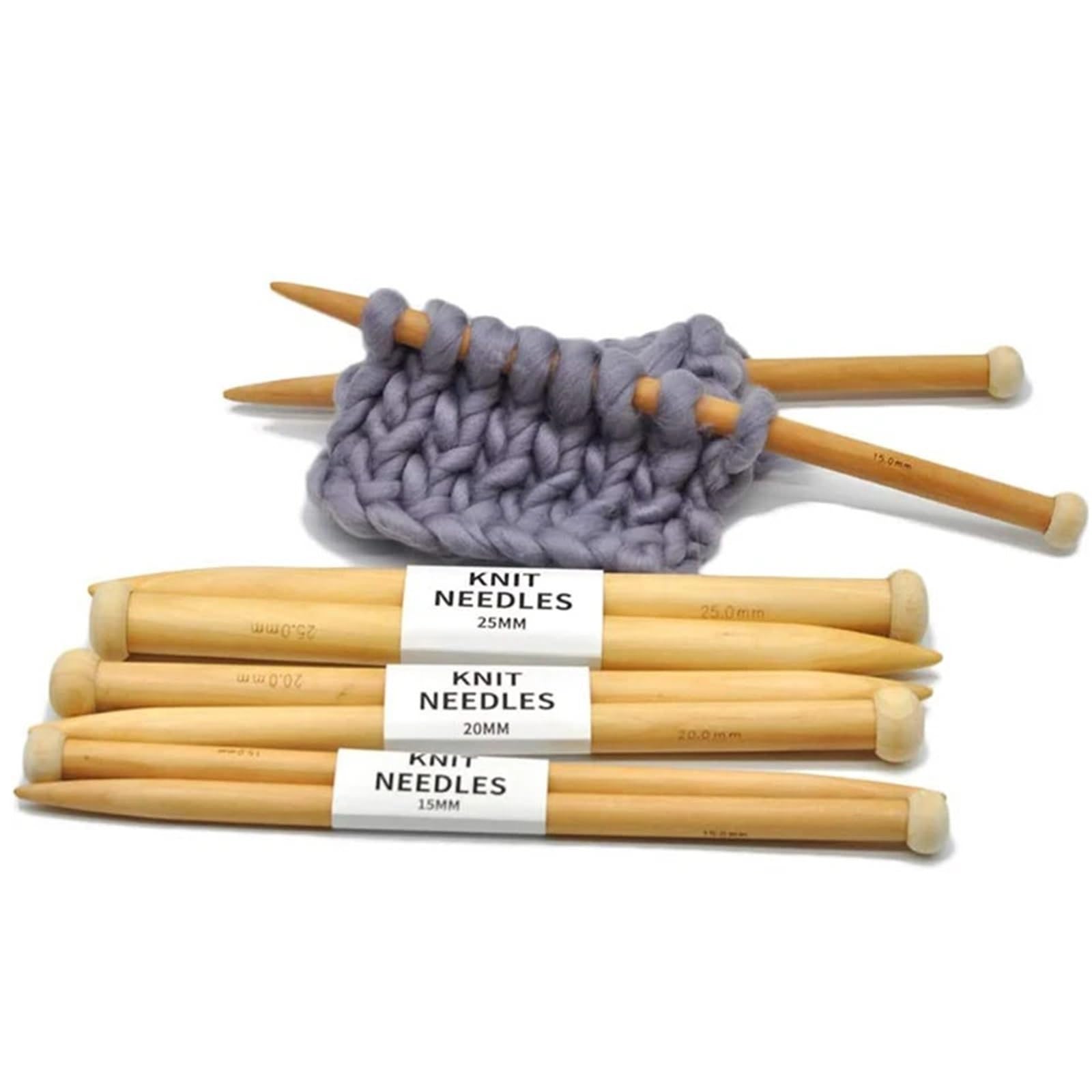 Knitting Needles 2Pcs/Set Large Size Wooden Knitting Needles Single Point Tools for Scarf Sweater(25mm)
