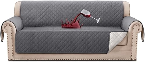 Funda 100 % impermeable para sofá de 3 cojines, antideslizante, protector de muebles para mascotas, niños y perros (sofá, gris)