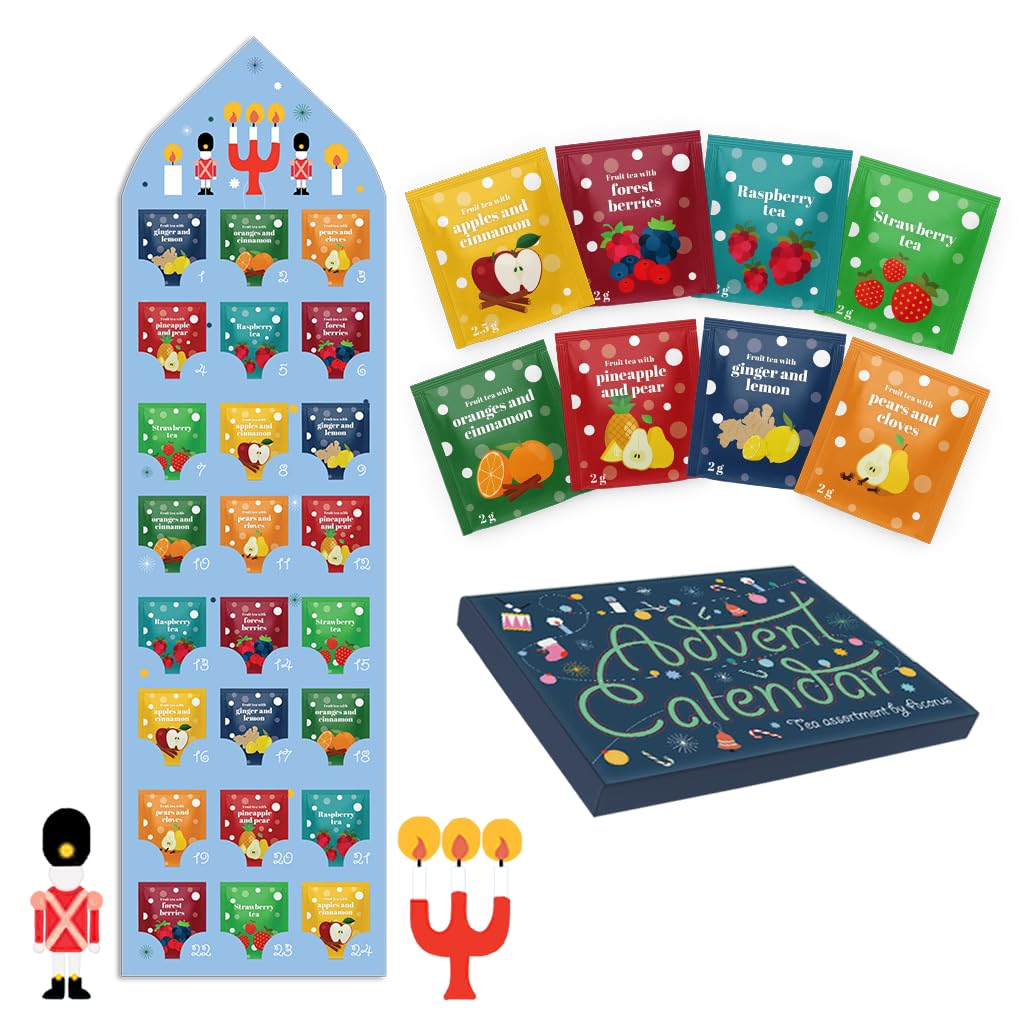 Calendario de Adviento 2025 de Té de Acorus, 24 Bolsitas de Te Navidad para la Cuenta Atrás, Calendario Adviento 2025 - Idea de Regalo para el Período Festivo de Invierno