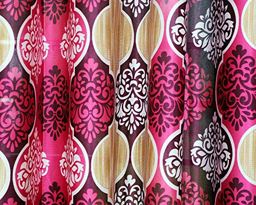 Image of Exporthub 2 Pieces Fancy Design Pink Floral Polyester Eyelet Window Curtains - Length 5 Feet, (EHSPR717 54)