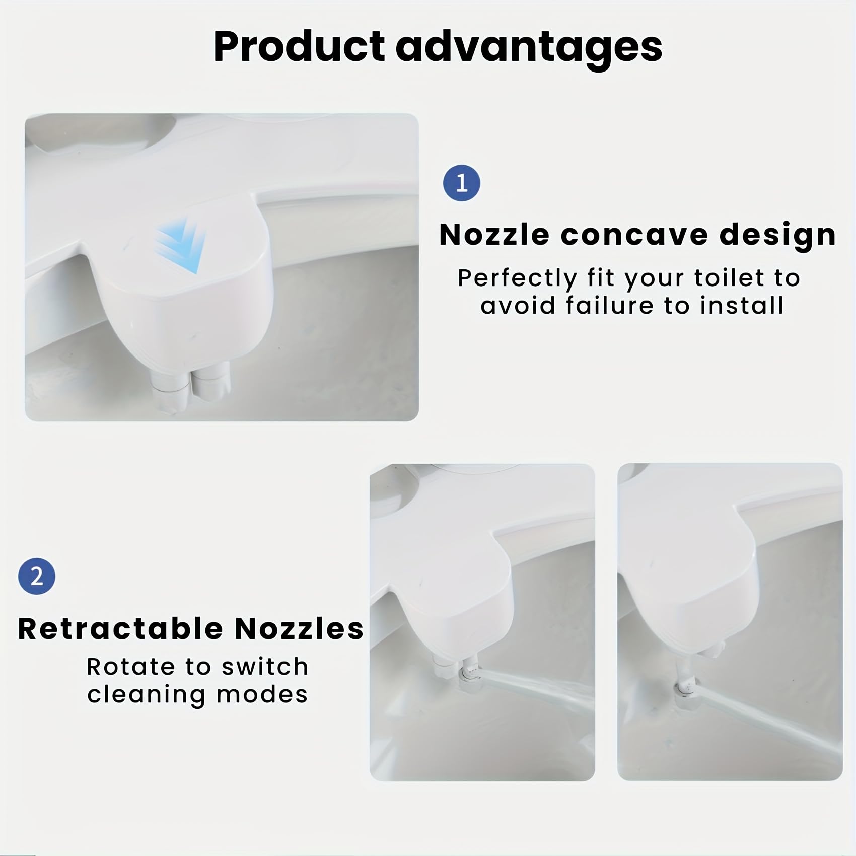 0 23 Ultra-Slim Bidet Attachment for Existing Toilets Non-Electric Dual Nozzle Rear Feminine Wash Adjustable Fresh Water Pressure — view 3