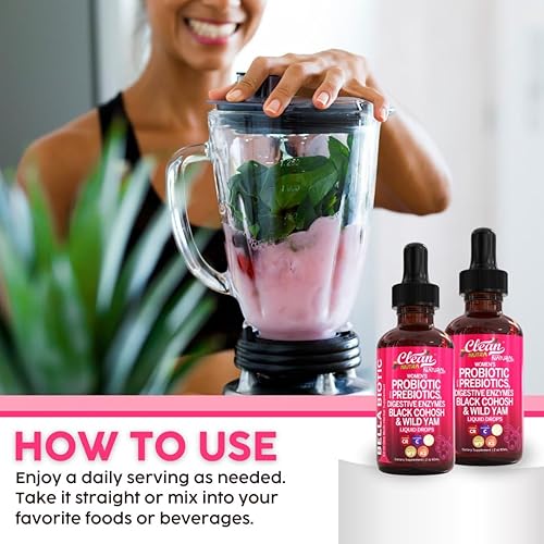 Miniatura 5 de Probióticos líquidos para mujeres con chasteberry, cohosh negro, prebióticos, enzimas digestivas, aceite de onagra, ñame silvestre, dmanosa de