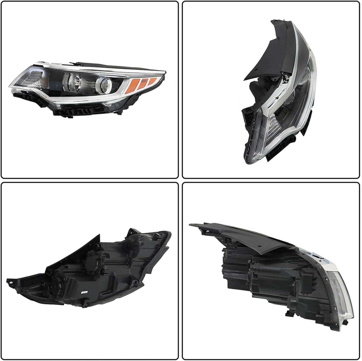 Headlight Assembly Left Side Black Housing Headlamp Replacement for 2016 2017 2018 Optima
