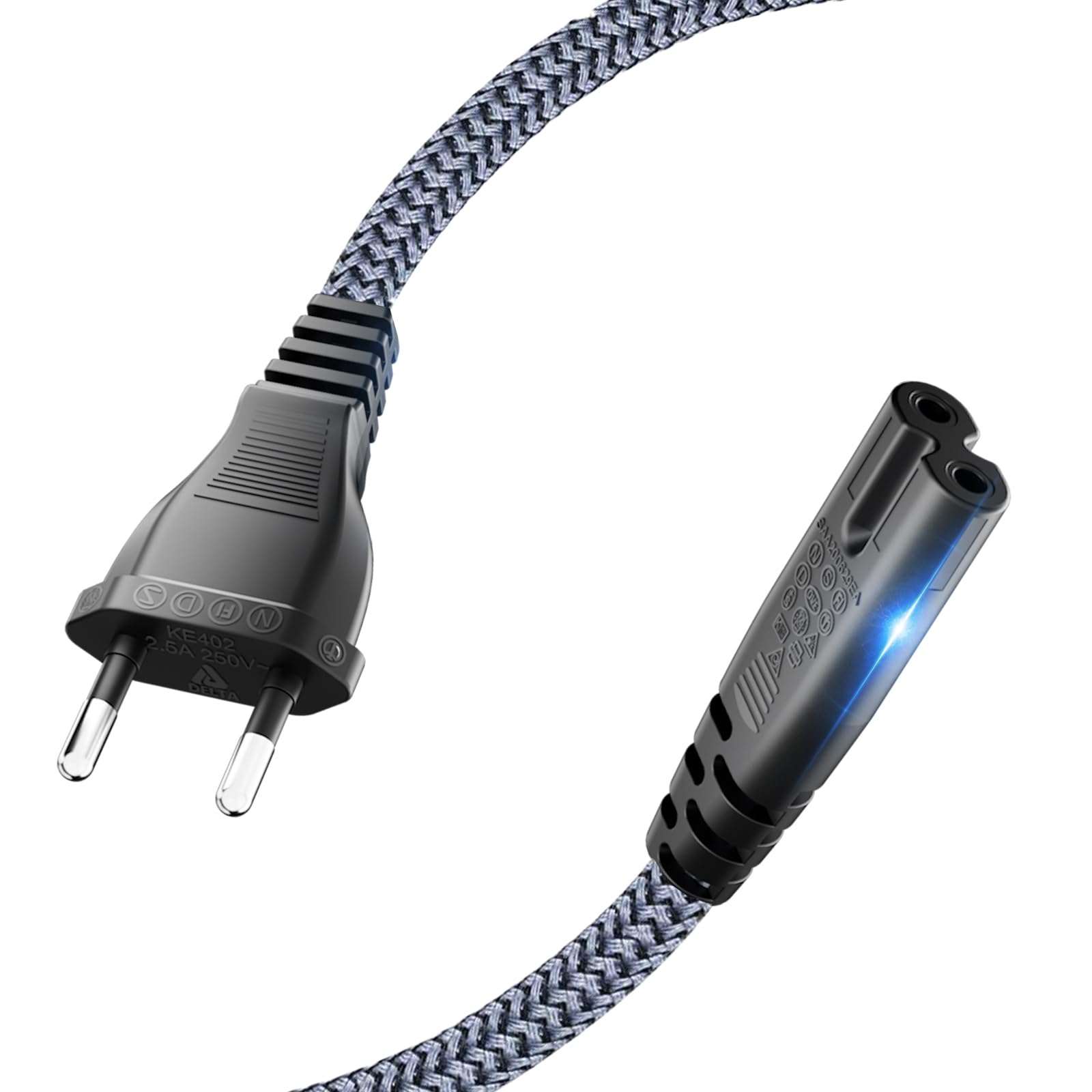 Cavo di Alimentazione 2 Poli 3 m Cavo Alimentazione C7 Spina Euro Power Cable per PS5 / PS4 / PS4 Slim / PS3 Slim/Xbox One S/X, Xbox Série X/S, TV Monitor Samsung