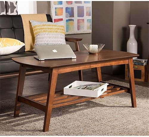 Miniatura 2 de Baxton Studio Sacramento Mid-Century - Mesa de centro moderna de estilo escandinavo, nogal oscuro