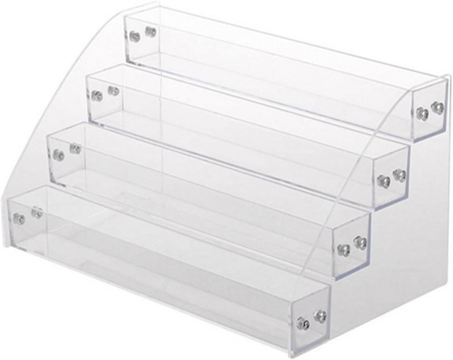 Acrylic Risers Display Stands, 12 Inch Clear Acrylic Shelves 4 Tier Perfume Stand Organizer Desktop Plastic Storage Box for Figurine Display, Makeup, Toys, Cupcake.