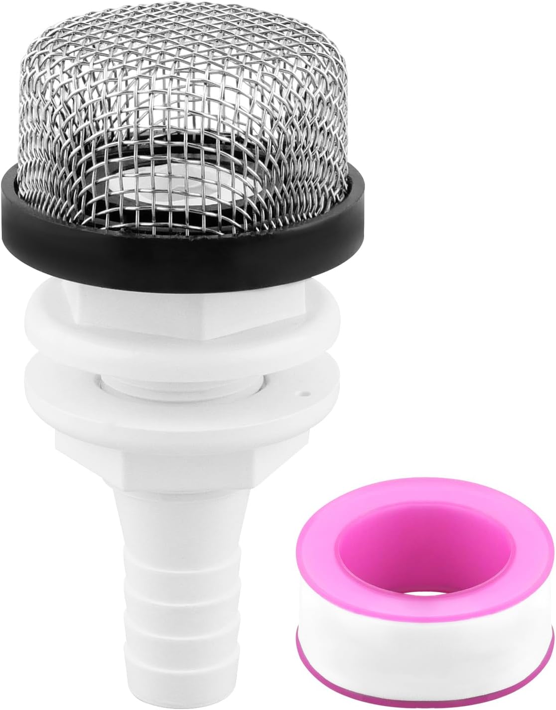 Boat Thru Hull Intake Strainer, Marine Water Pickup Fitting for Livewell | Fit for Aerator Systems, Plastic Through Hull Mount for 3/4 Inch ID Hose, Fishing Boat Water Intake, with Screen