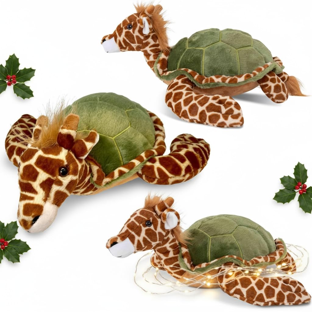 Randimals Plush Toy Stuffed Animal Mix - Giraffe & Turtle Hybrid Stuffed Animals for Girls & Boys - Huggable & Soft Animal Characters Cute Plushies - Unique Toys for Discovery & Adventure