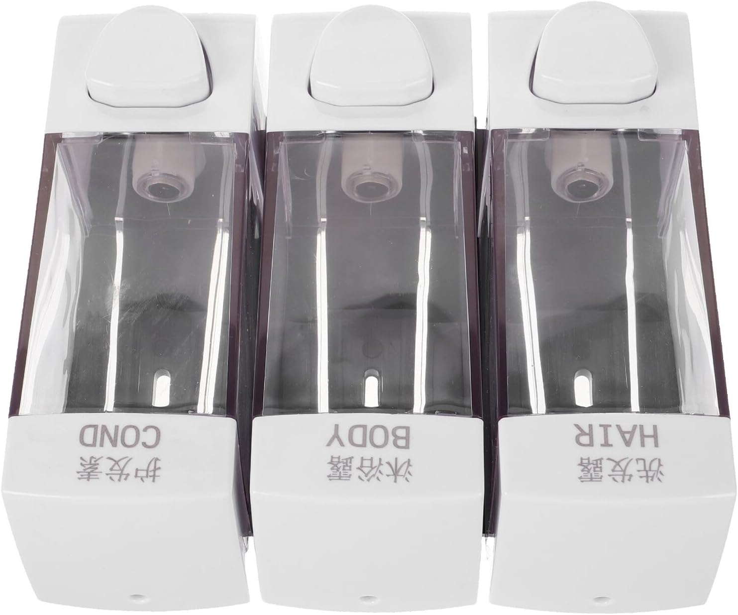 3-Chamber Shower Shampoo Dispenser Bottles White No Drill Wall-Mounted Liquid Soap Dispenser for Bathroom Body Wash and Shampoo Holder