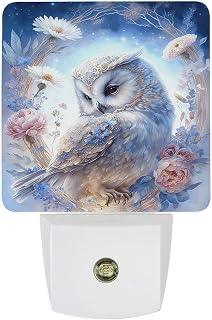 Wreath Owl LED Night Light Plug-In Wall Nightlight, Decor 11.5x7.5x5cm | Auto Dusk to Dawn Sensor, 0.5w Soft White Ambient Lighting, Night Lamp for Bedroom, Bathroom, Hallway, Kitchen, Stairway