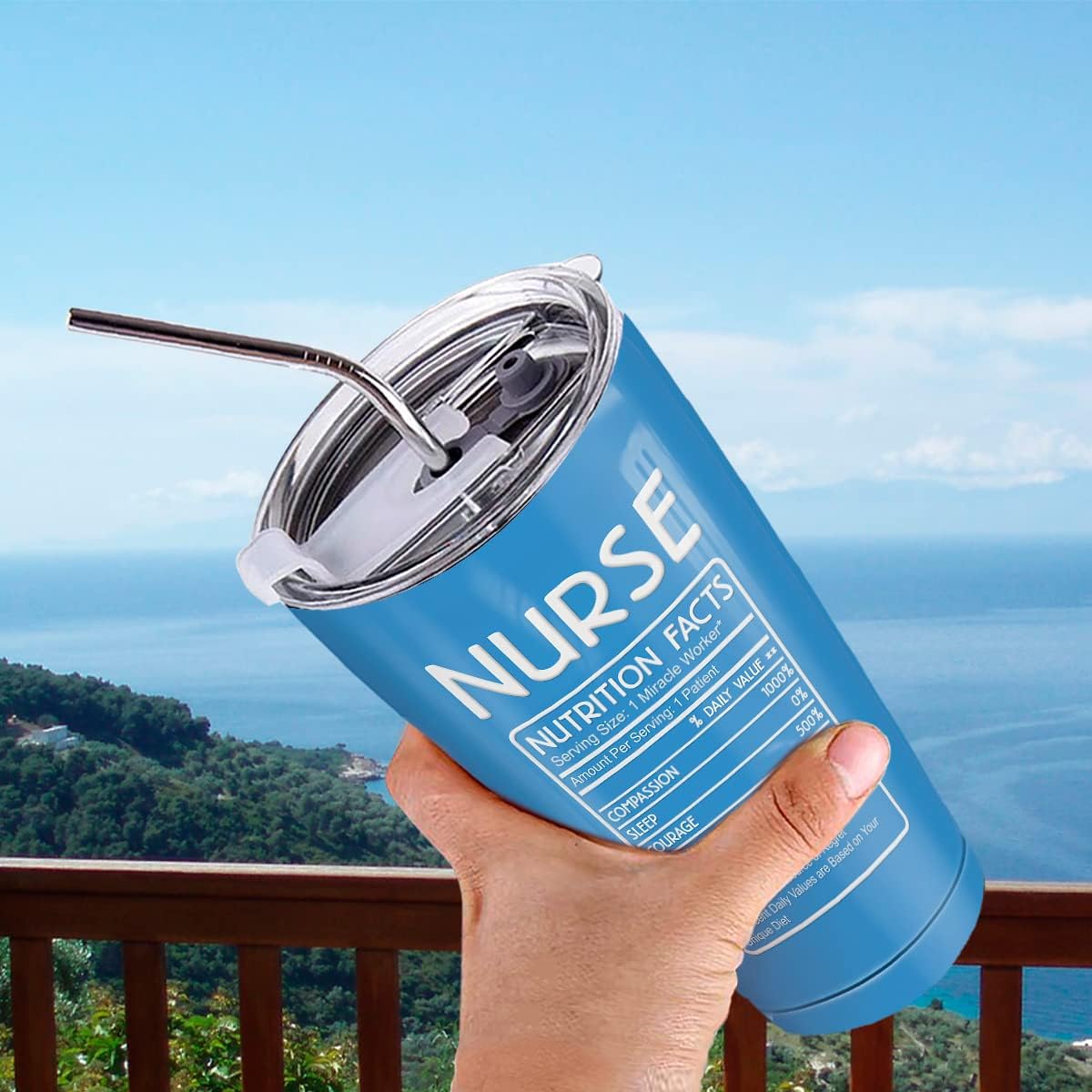 wowcugi Nurse Gifts Nutrition Facts Tumbler Stainless Steel Double Vacuum Insulated Travel Coffee Cup 16oz Christmas Graduation RN CNA LNP Nurse Appreciation Gift Women Men - Image 7