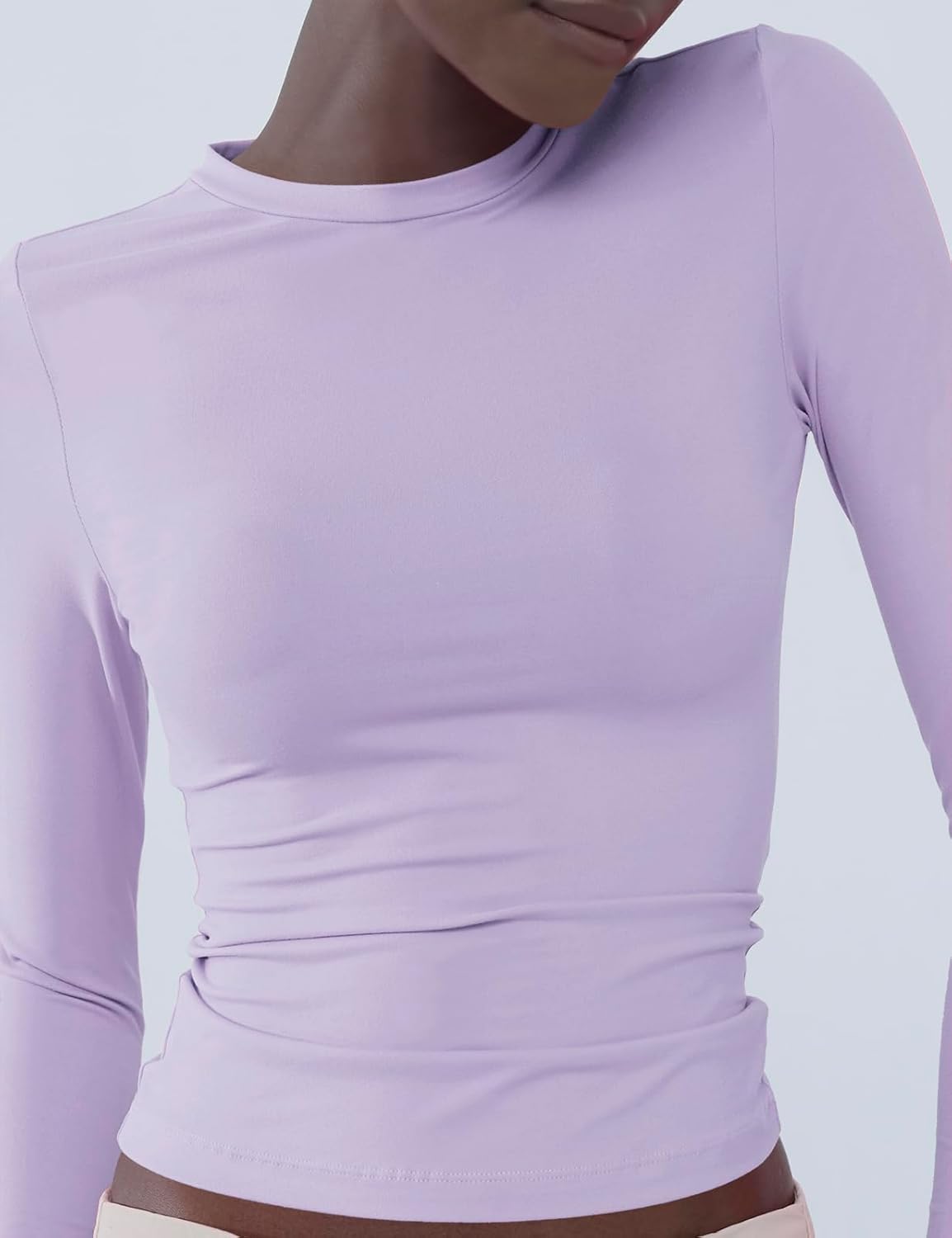 Women's Soft Long Sleeve Shirts Crew Neck Tops Basic Tees Stretchy Going Out Crop Tops Y2K Slim Fit T-Shirts - Image 7