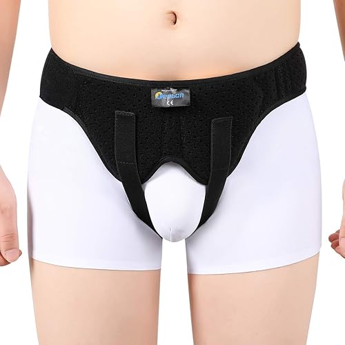 Tenbon Inguinal Hernia Belts for Men - Bilateral/Double Groin Hernia Support Pre and Post Surgery Truss for Pain Relief Recovery Adjustable Strap with 2 Removable Medical Compression Pads Comfortable & Breathable Design