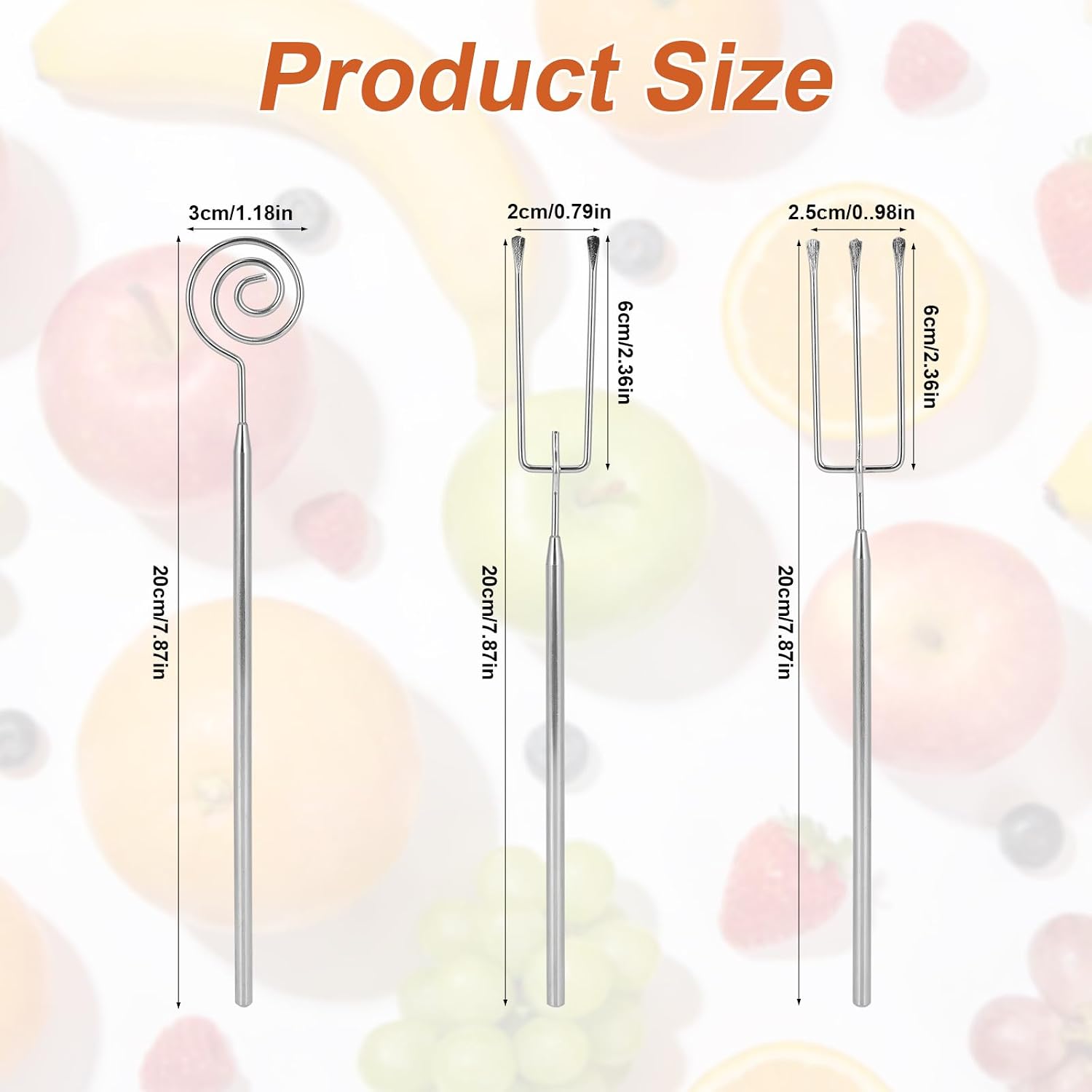 3pcs Chocolate Dipping Tools Set, Stainless Steel Candy Dipping Fondue Forks Spiral & 2/3 Prong Chocolate Dipper Tools for Candy Fruit Cake Decorating & Baking Supplies