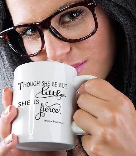 Miniatura 5 de Taza de té de café de cerámica Though She Be But Little She Is Fierce de 11 onzas, regalo navideño de Hanukkah para hombres y mujeres