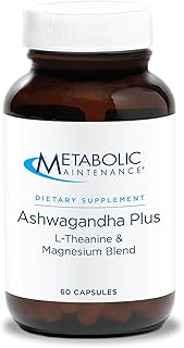 Metabolic Maintenance Ashwagandha Plus - Ashwagandha, Magnesium + L-Theanine Supplement for Women + Men, Stress Support, Calm, Focus + Sleep - 60 Capsules