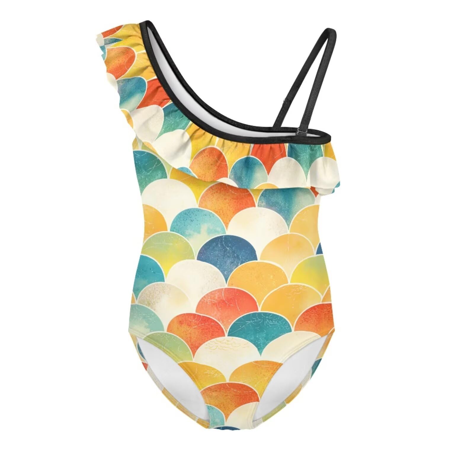 Girls One Piece Bathing Suit,Slim-Fit Ruffle Strap Swimsuit with Adjustable Strap Quick Dry Summer Beach Swim Suit