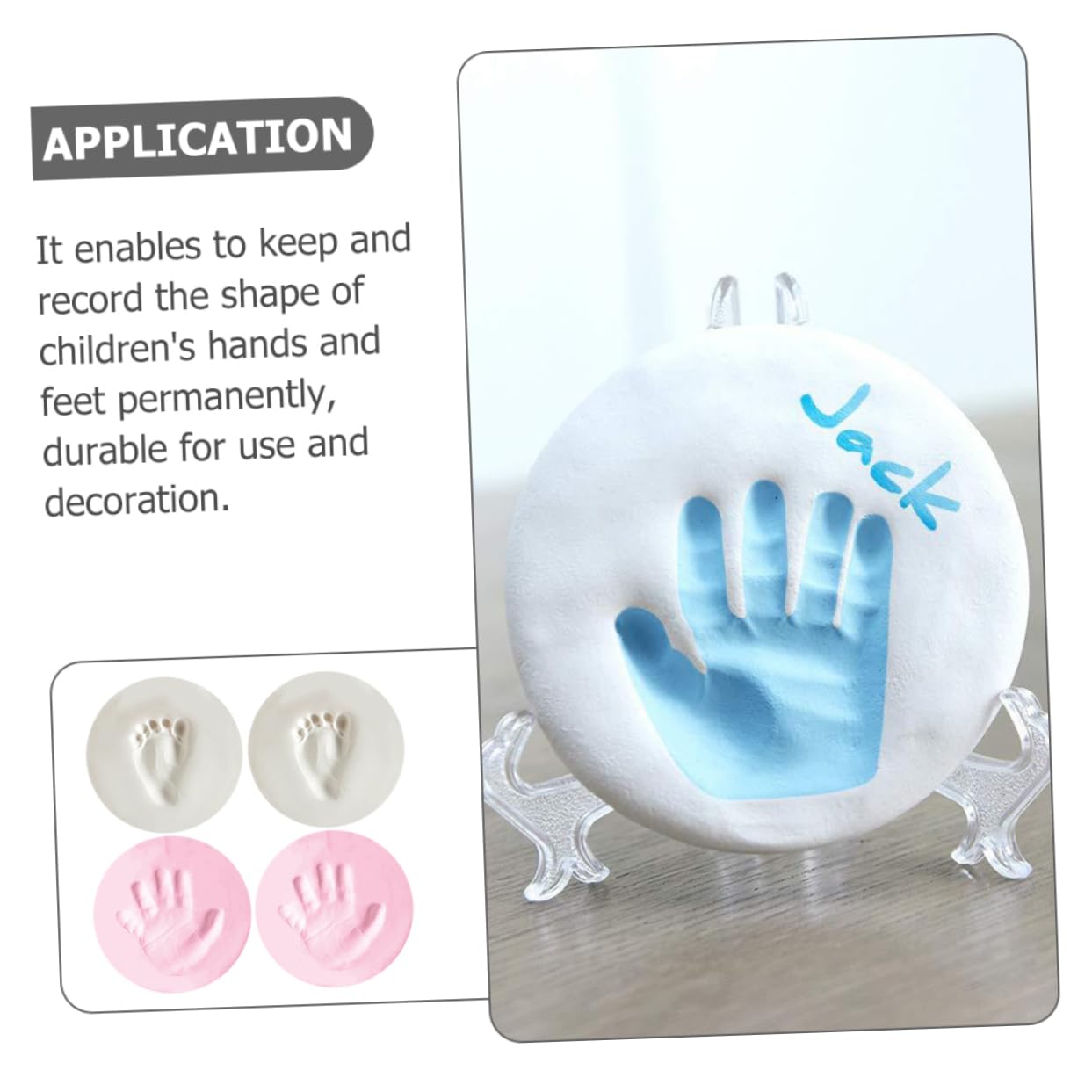 VICASKY 4pcs Baby Handprint and Footprint Keepsake Kit DIY Newborn Handprint Maker Non-Toxic Mud for Boys and Girls Baby Shower and Memory Keepsake