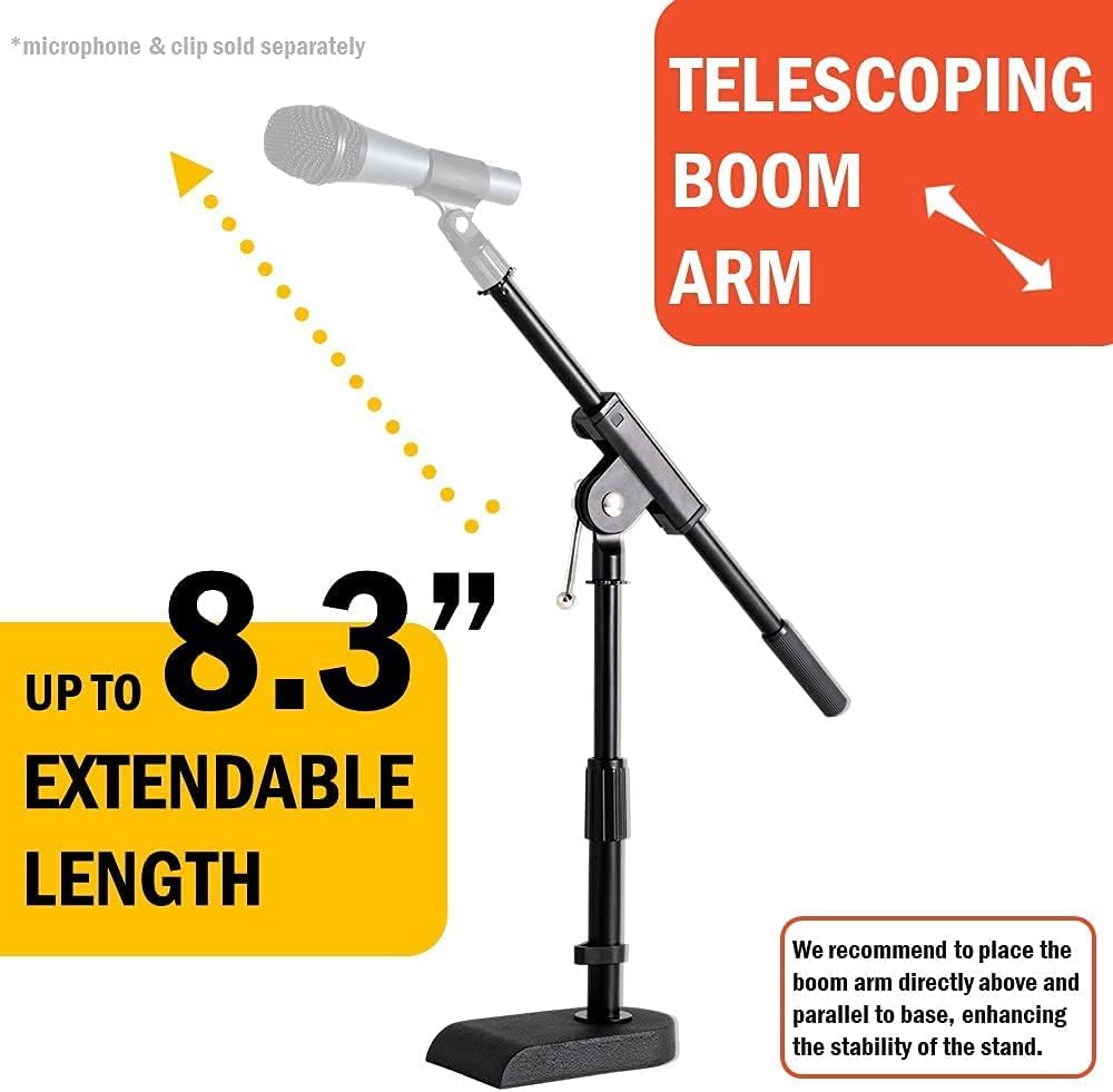 Foldable Tripod Low-Profile Mic Boom Stand + Adjustable Low-profile Microphone Stand