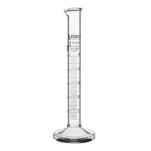 Miniatura 1 de Cilindro graduado, 0.2fl oz - Tolerancia Clase A 0,0.2fl oz - Base redonda - Graduaciones azules - Vidrio borosilicato 3.3 - Eisco Labs