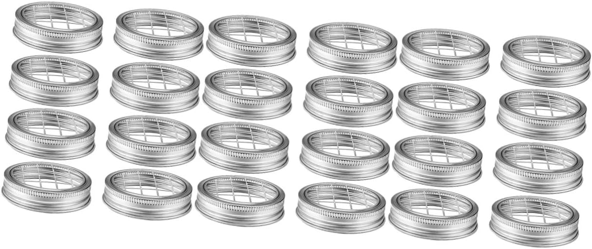 OUNONA 24sets Metal Flower Organizer Lid Insert for Mason Jars Flower Jar Lid