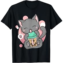 تي شيرت Cat Boba Tea Bubble Tea Anime Kawaii Neko T-Shirt