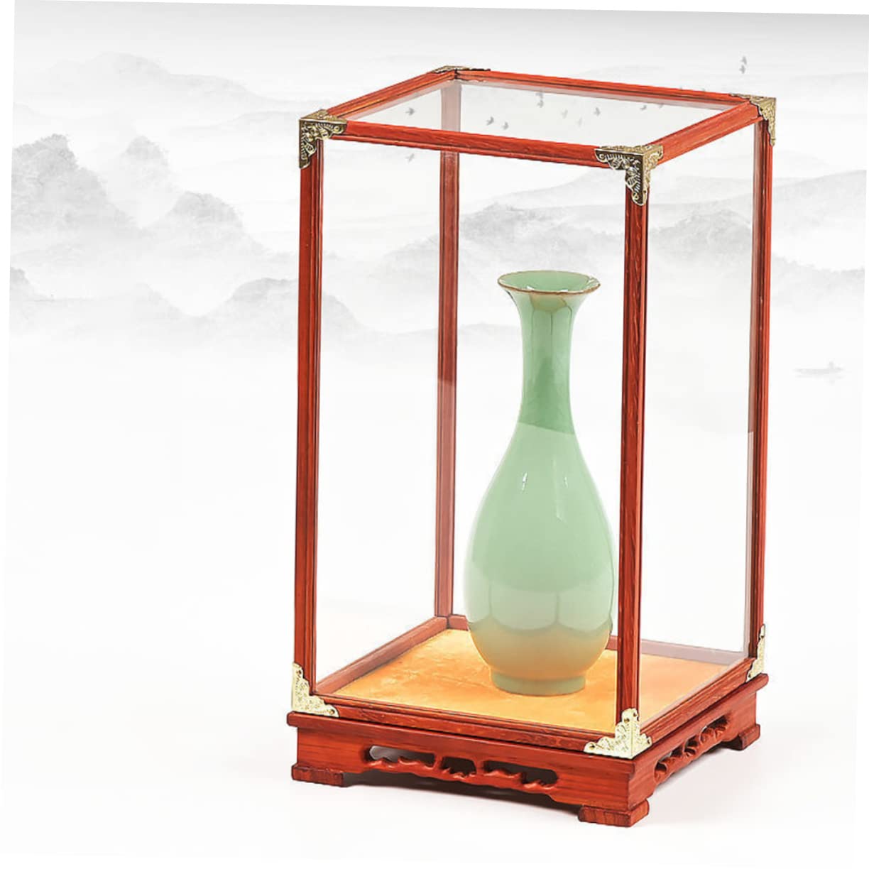 TOPBATHY Antike Sammlervitrine und Glas Staubdichte Aufbewahrungsbox für Bastelmodelle und Kunstwerke Transparenter Schaukasten für Wohn und Schreibtischdekoration