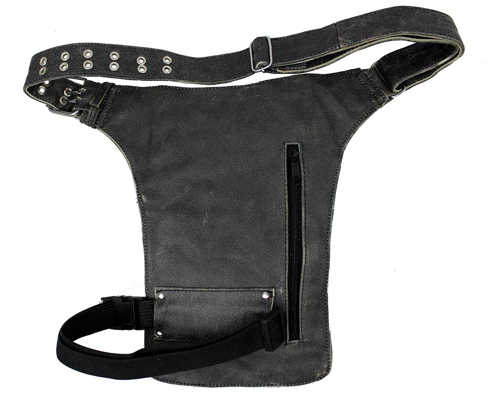 Motorrad Beintasche, Echtes Leder Beintasche, Biker Hüftetasche für Damen und Herren, Sport Taktisch Beintasche, Gürteltasche Werkzeugtasche für Bein, Motorrad Wandern Outdoor Schwarz