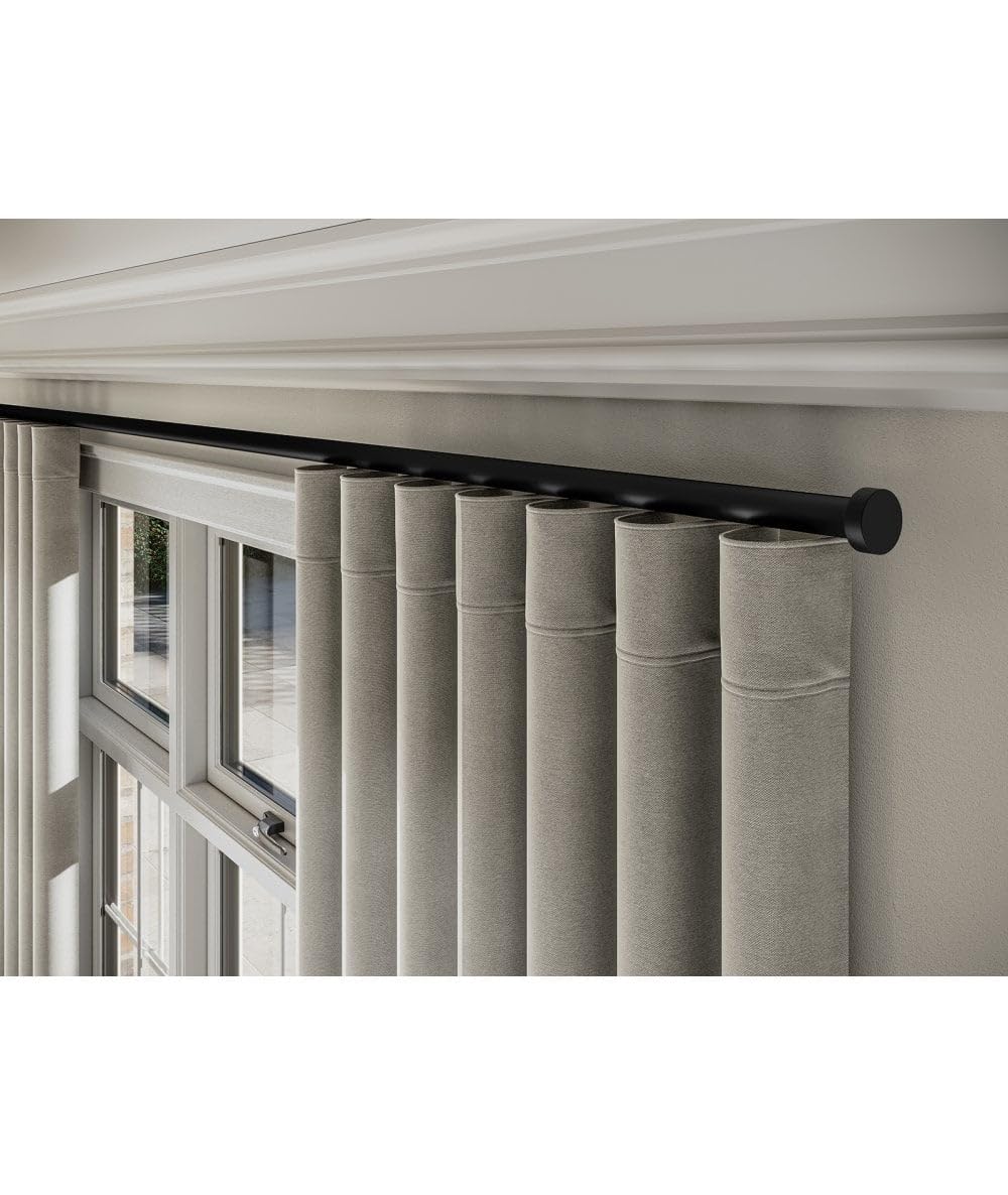 28mm Styleline Corded Gliding Curtain Pole Set with Stud End - Black, 430cm