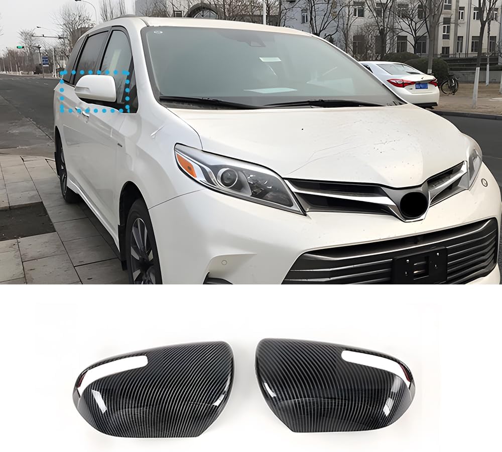 ERIDANUS Auto Accessories for Toyota Sienna 2020 2019 2018 2017 2016 2015 2014 2013 2012 2011 Car Rear View Side Mirror Molding Trim Cover (Carbon Fiber Style) ABS 2PCS