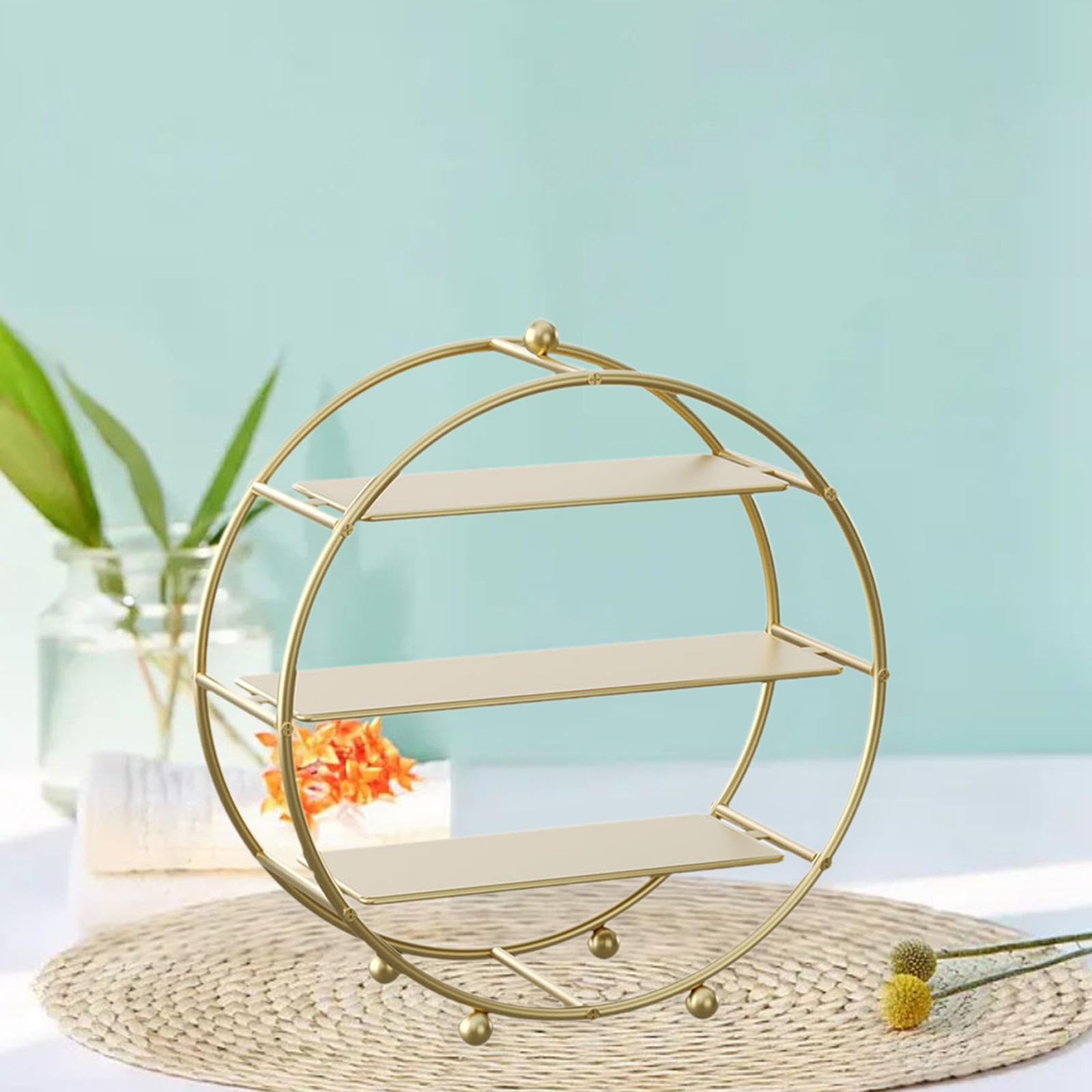 perfk Soporte para Magdalenas de 3 Niveles, Bandeja para Servir escalonada, Soporte Moderno para Galletas, postres, Soporte para Magdalenas para Cocina, Oro