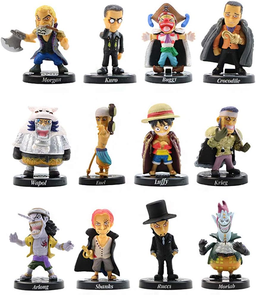 One Piece Doll Action Figures, 12pcs Pirates Cupcake Topper, Luffy