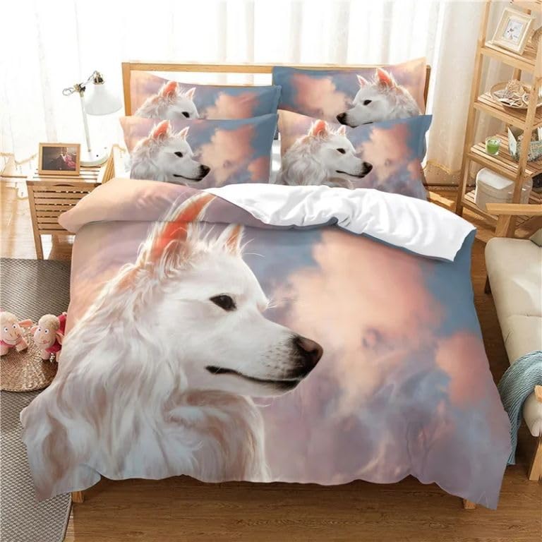Funda nórdica de lobo rosa 155x220 cm para cama 90 con almohada