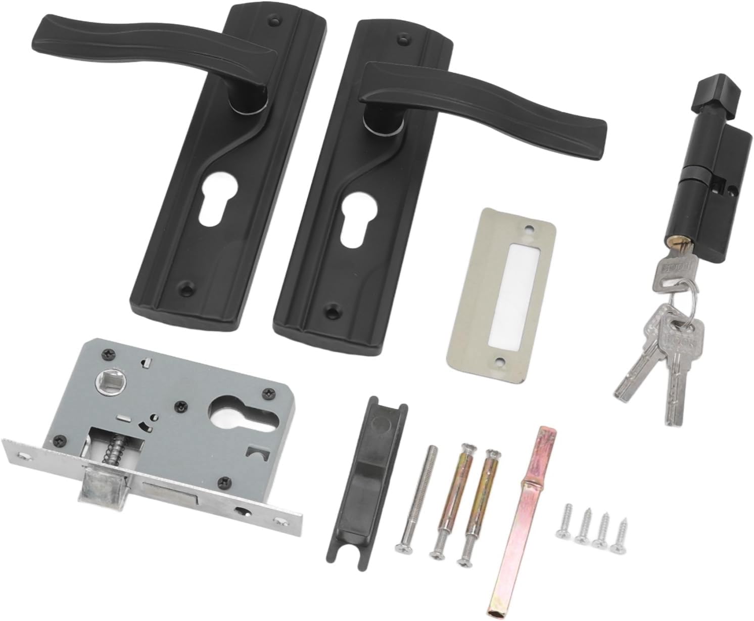 Universal Door Lever Lock Set Door Handle Lock with Keys Double Front Set Keyed Entry for Home