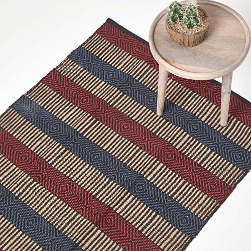 HOMESCAPES Medium Modern Jute Rug Red