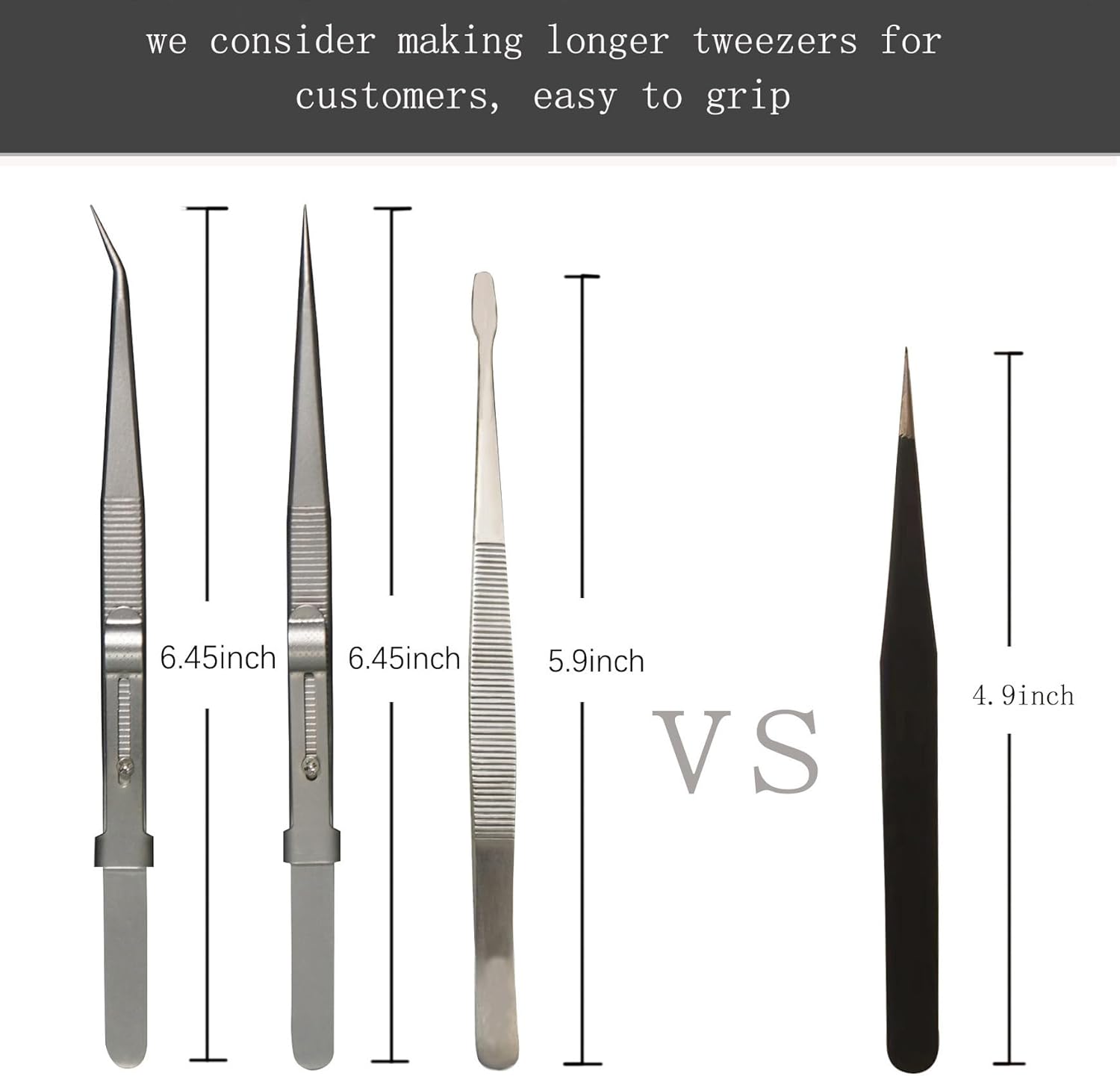 5Pcs Precision Tweezers Set, Flat/Pointed/Curved Angled Locking Long Tweezers for Crafts, Medical Surgical, Lab, Soldering, Jewelry Crafting, Watch & Electronics/Car Repair,Splinter Removal