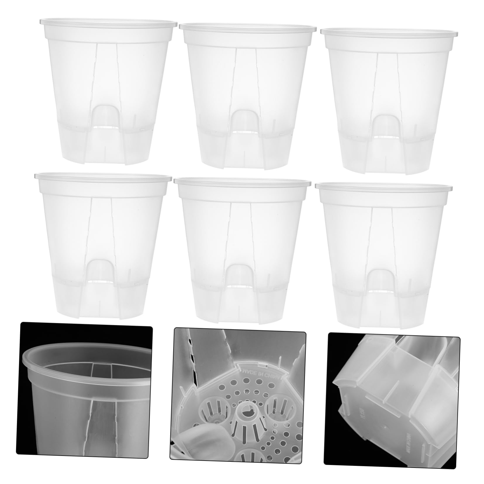 6pièces Pots De Fleurs Transparent avec Drainage Automatique Pots De Plantes pour Intérieur pour Orchidées Et Plantes Intérieur