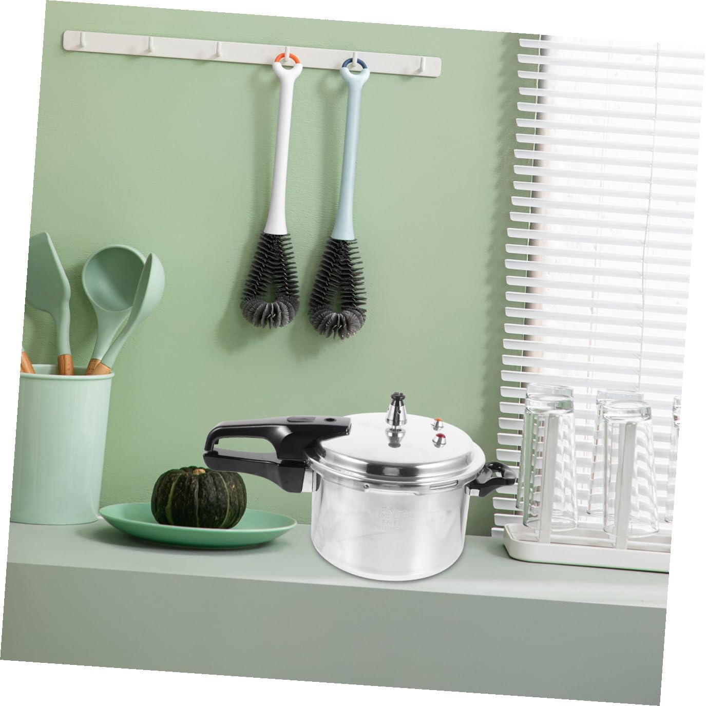 Angoily High Pressure Cooker Aluminum Alloy Polished Base Stove Top Pressure Pot for Gas and Induction Stoves Compact Household Kitchen Accessory with Ergonomic Handle for Quick and