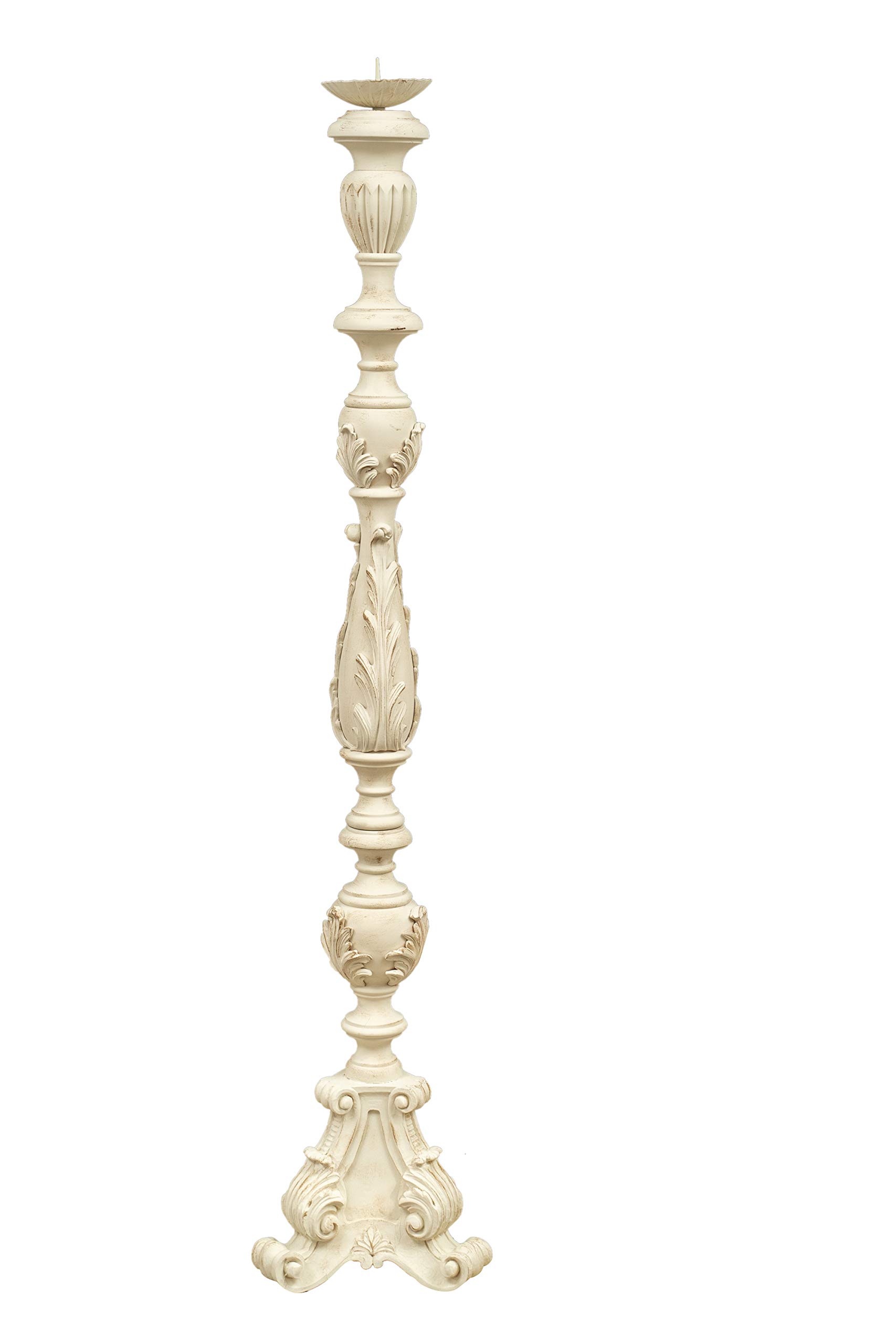 Biscottini candeliere legno 150x30x30 cm | Portacandele legno | Candelabro bianco Made in Italy | Candelabri Shabby | Candelabro da terra