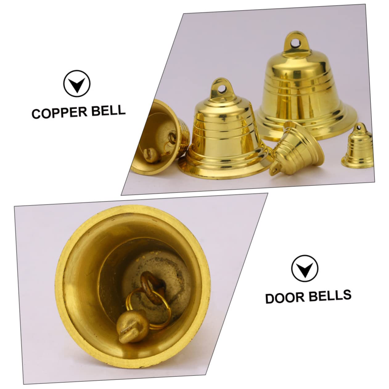 HOMSFOU 2pcs Antique Copper Bell Hanging Ornaments for Home Office Vintage Pendants Crafts for Garden Decor Keychains and Holiday Decorations - Image 2