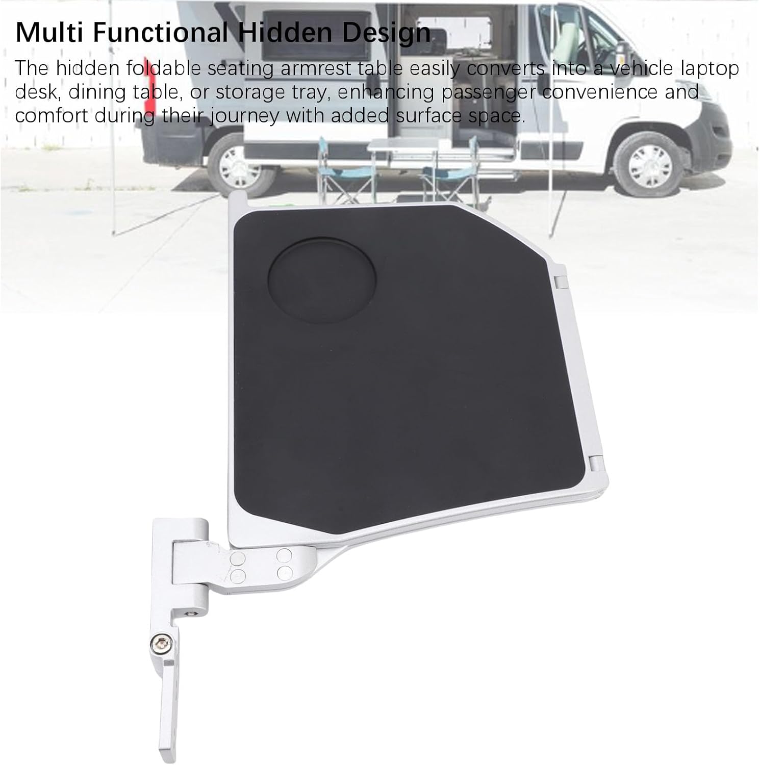 JTLB Armrest Foldable Table Aluminum Alloy with Hidden Storage, RV Seating Multifunction Laptop Dining for High Speed Train Airplane Vehicle (Left)