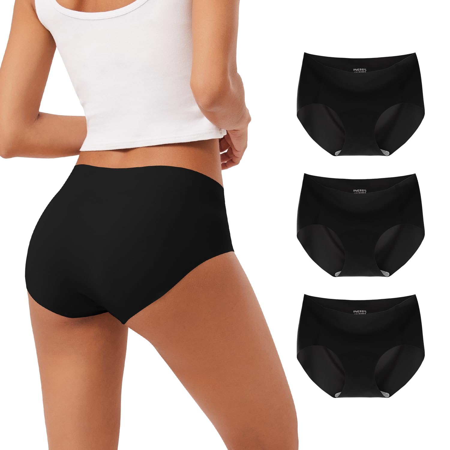 INNERSY Women's Seamless No Show Hipster Panties Invisible Light Underwear 3-Pack