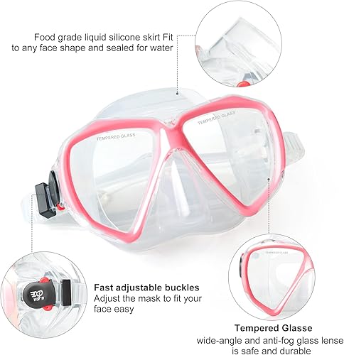 Miniatura 2 de Máscara de buceo panorámica HD para natación, gafas de buceo antivaho, máscara de buceo de vidrio templado, gafas de natación para adultos y jóvenes