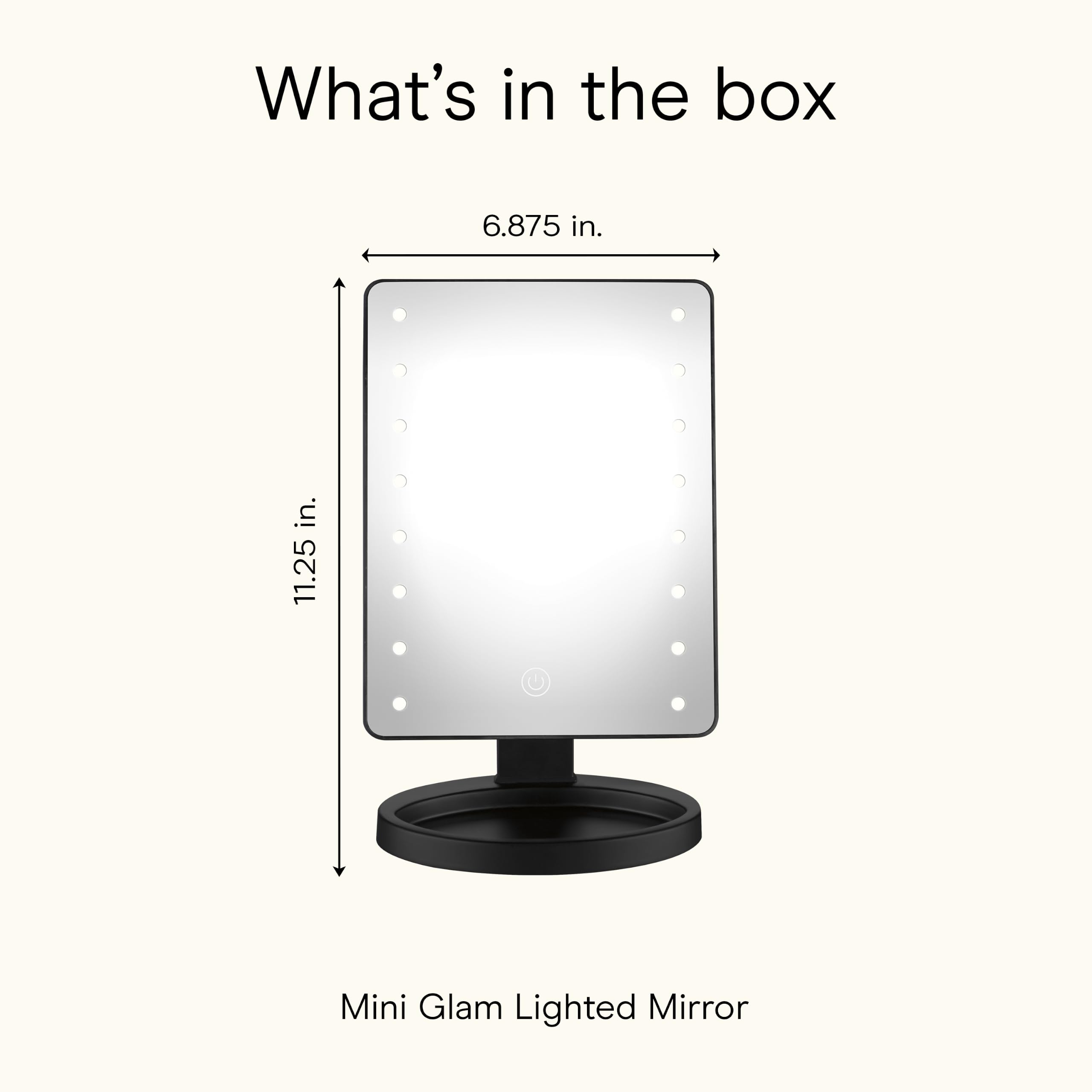Conair Lighted LED Makeup Mirror with Storage Base, Black
