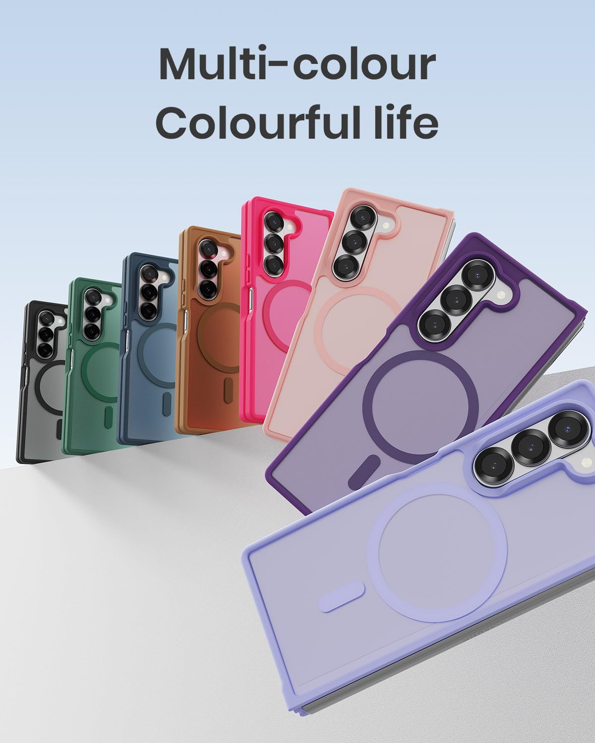 Custodia magnetica per Samsung Galaxy Z fold 7, sottile, traslucida, opaca, con telaio in TPU antiurto e retro in PC antigraffio, anello magnetico resistente, viola lavanda