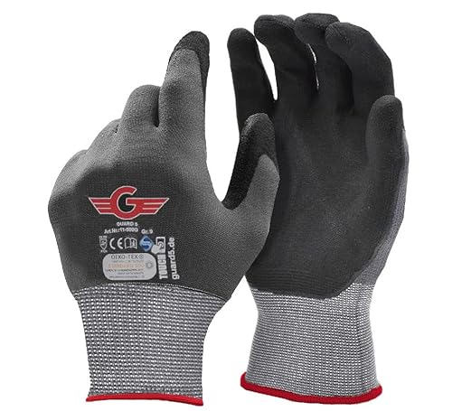 GUARD 5 - Guantes de trabajo -12 pares (talla 9 / L) guantes de montaje con recubrimiento de nitrilo flexible y antideslizante (aptos para pantallas táctiles) Cover