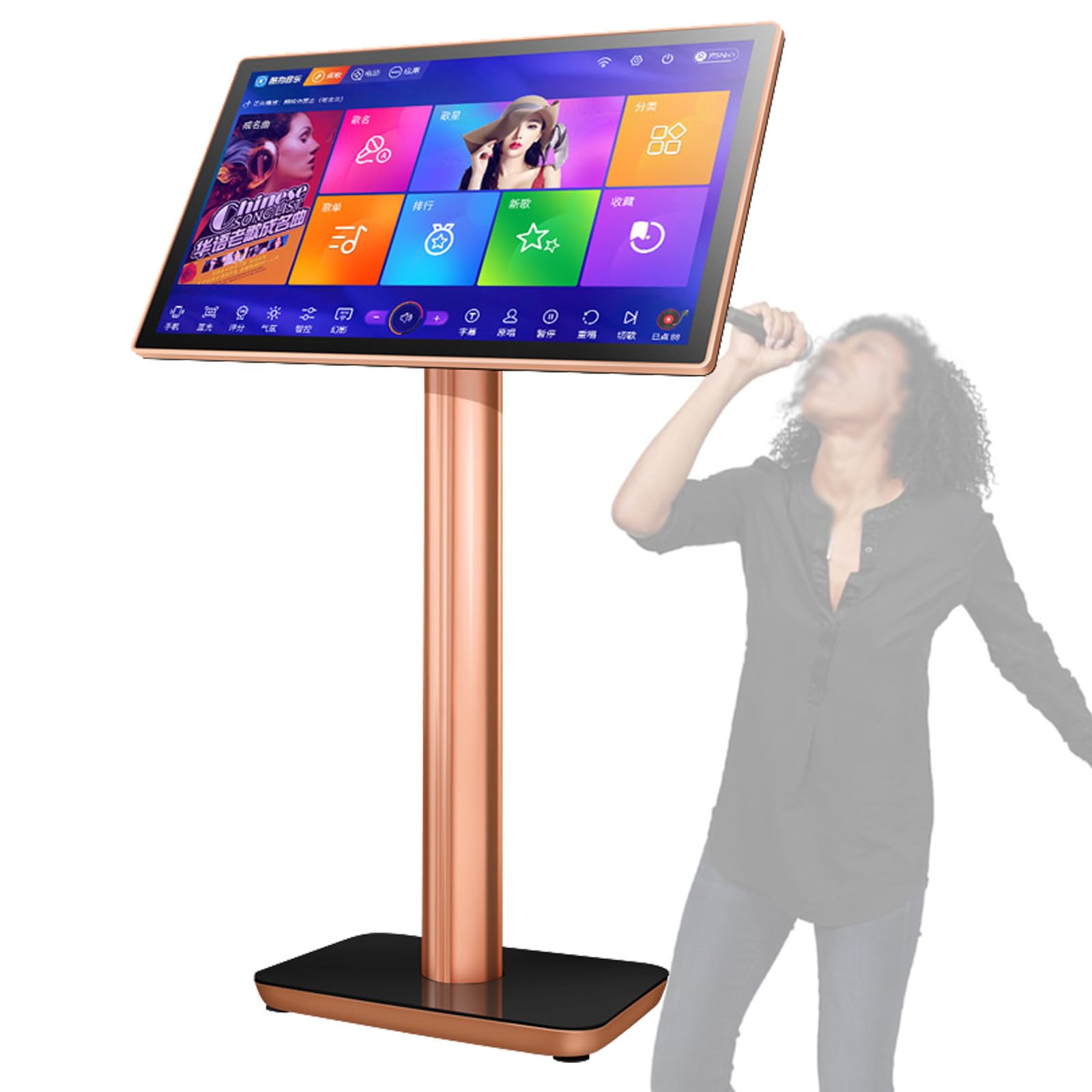 UWYTGF Karaoke Machine 19.5/22 inch Touch Screen Karaoke System, 27 Languages ??Switch Karaoke Player for Home Party, Adjustable Music Mode (19.5inch 2TB)