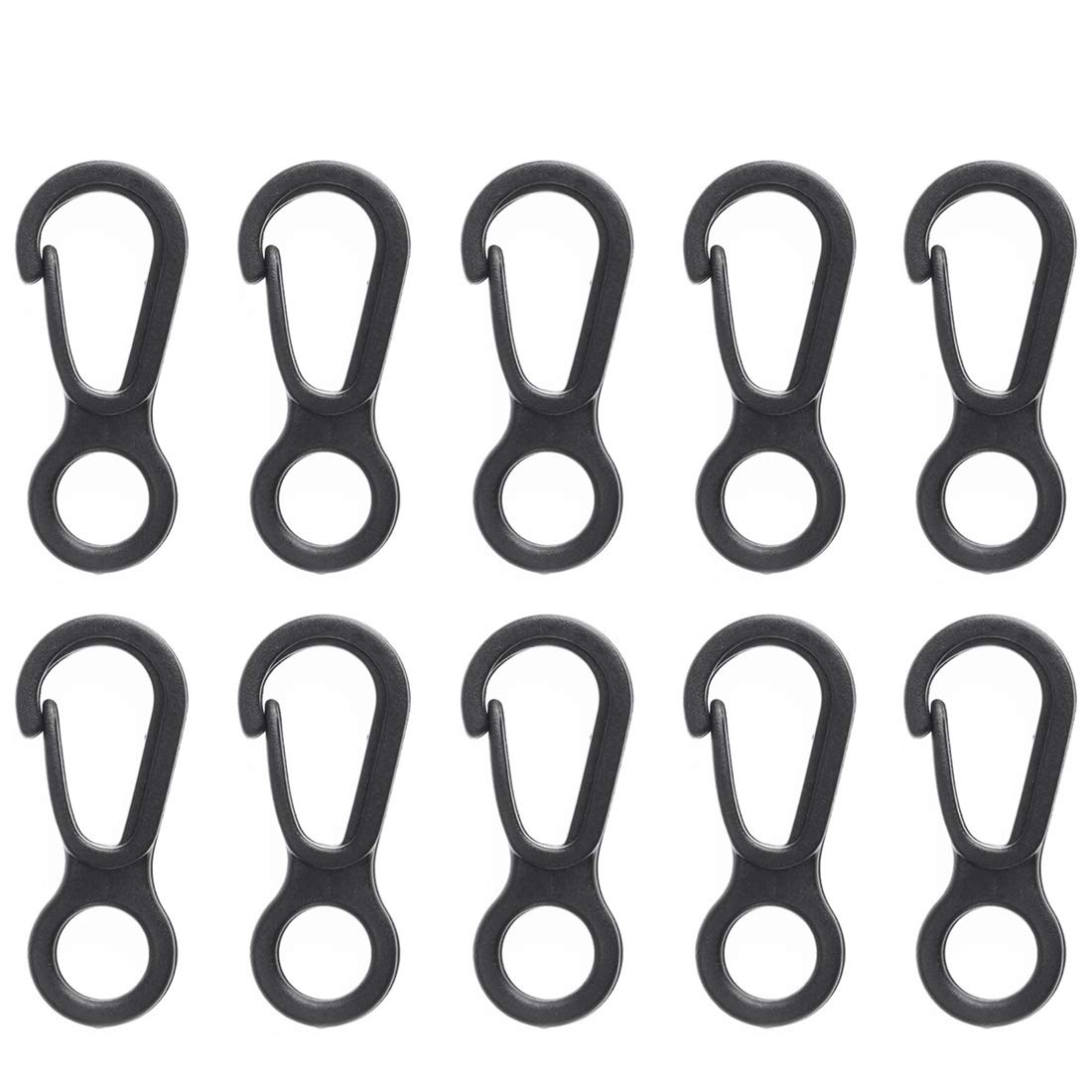 inhzoy 10 Pack Durable Plastic/Aluminum Nylon Small Flag Pole Clip Hooks Traveling Strap Buckles Key Chain Carabiner Clips for Outdoor Camping Hiking Accessories 10 Pcs Plastic Black One Size